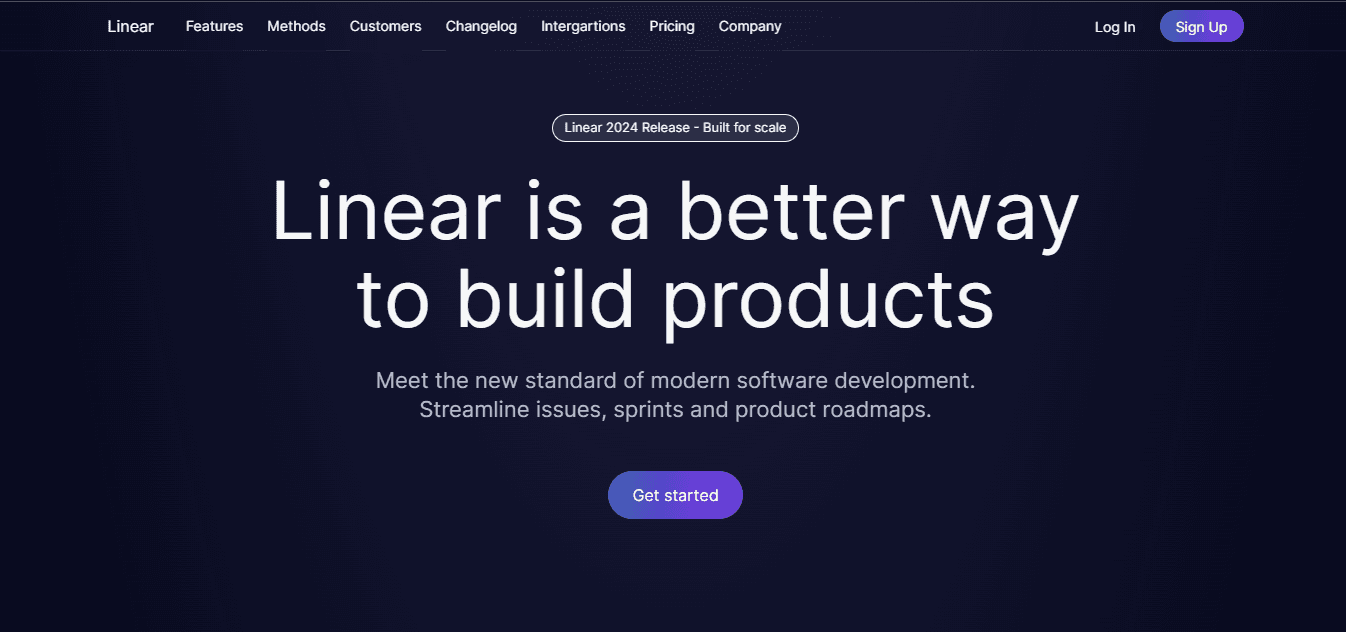 Linear Landing Page screenshot